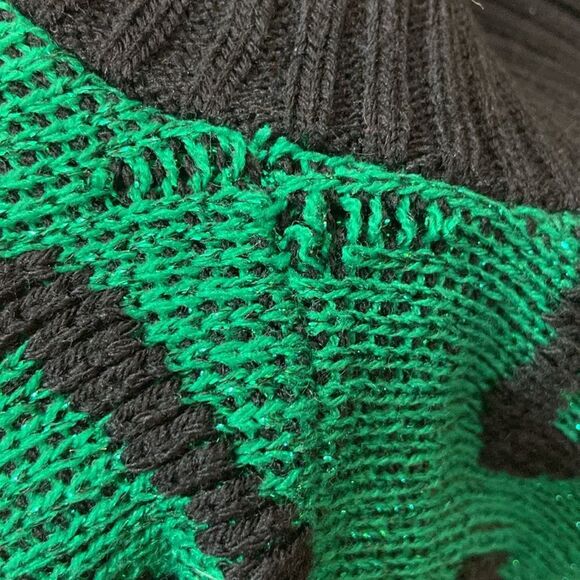Vintage 89s Funky Green and Black Patterned Women’s Sweater Size Approximate ML - Picture 8 of 9
